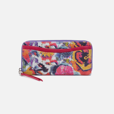 Max Large Zip Around Wallet in Printed Leather - Poppy Floral