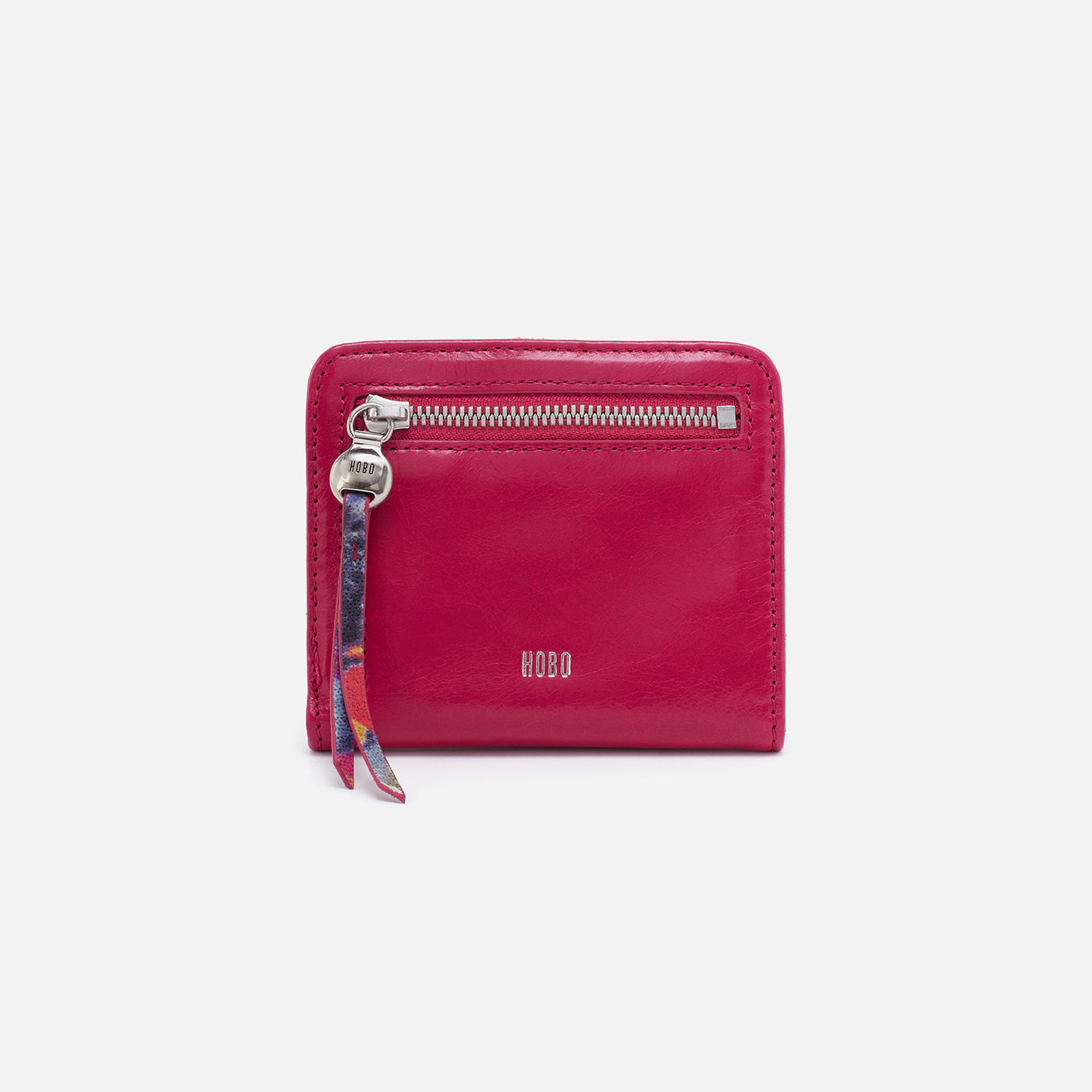 Max Mini Bifold Compact Wallet in Polished Leather - Fuchsia