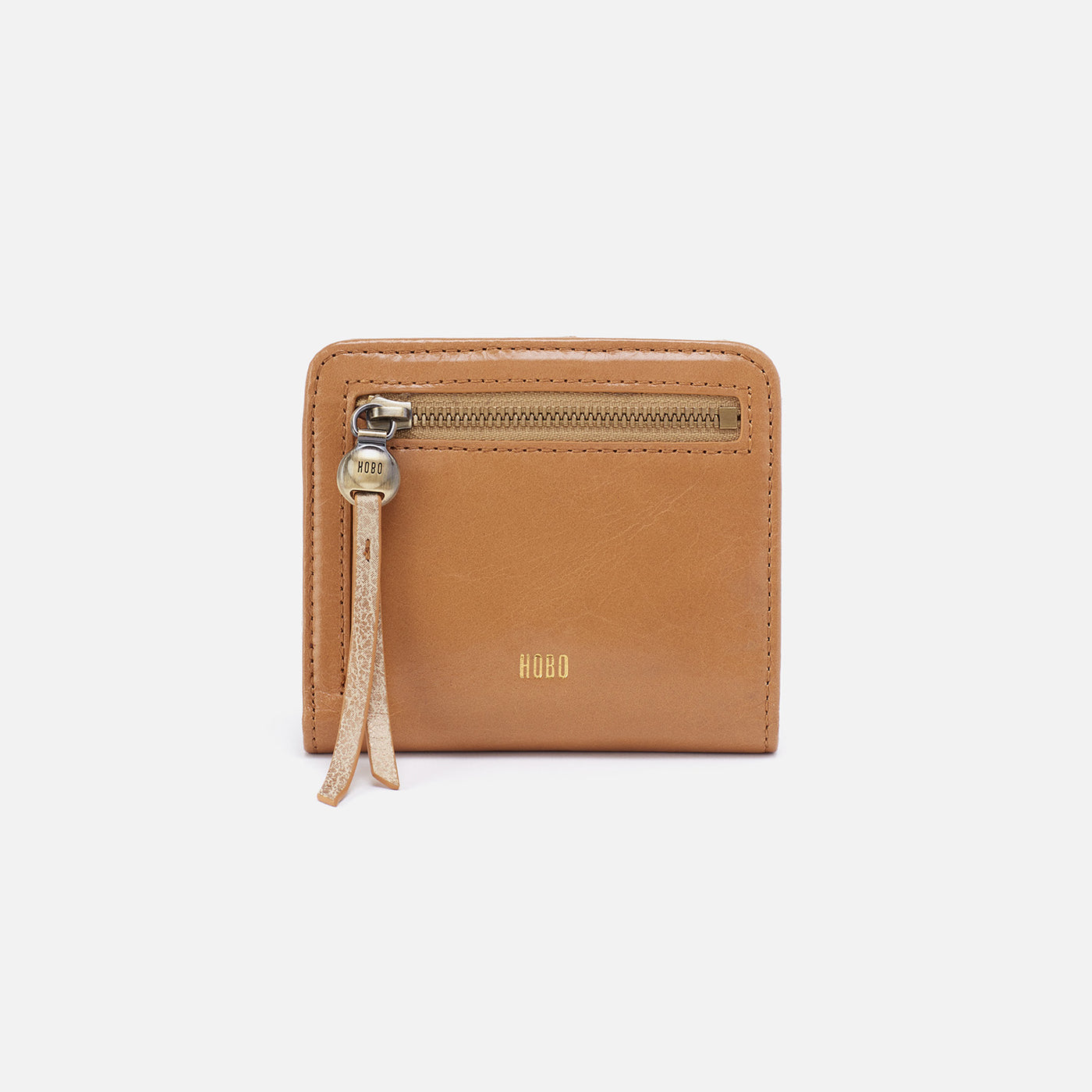 Max Mini Bifold Compact Wallet in Metallic Leather - Gold Leaf