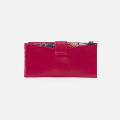 Max Continental Wallet in Polished Leather - Fuchsia