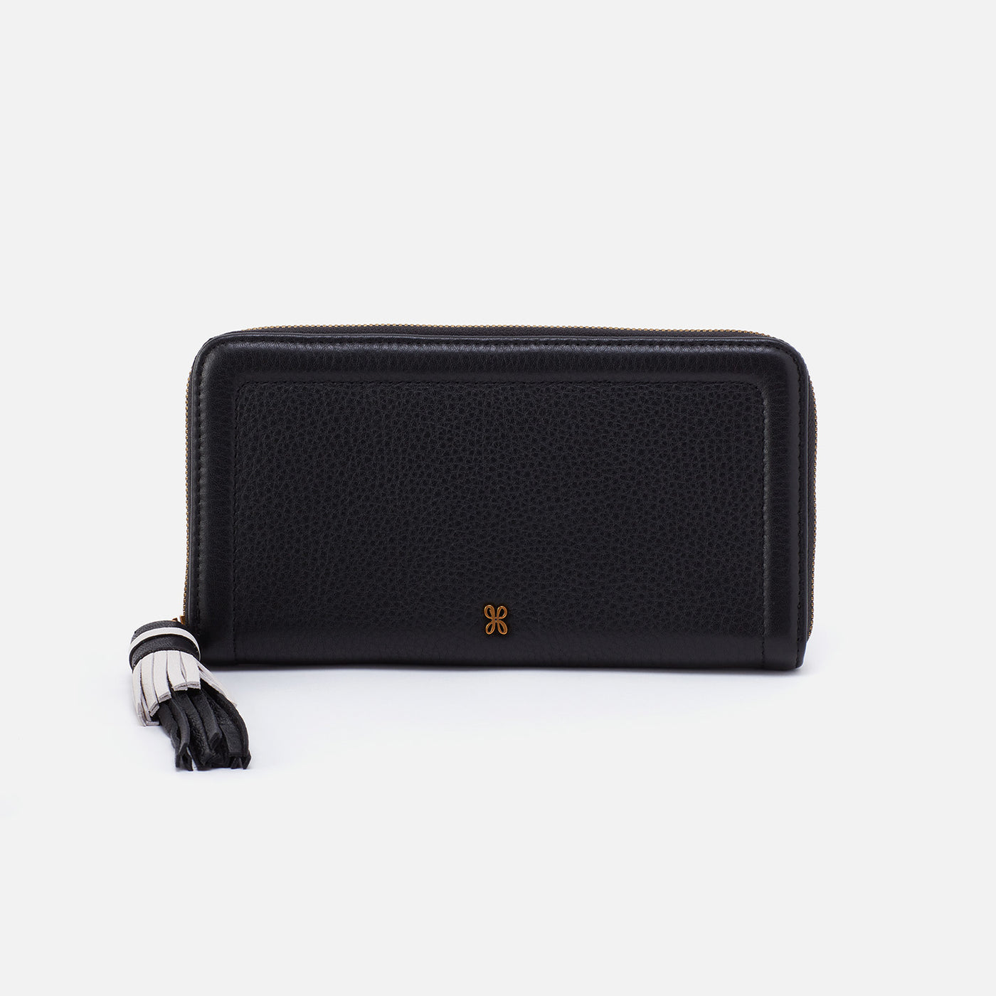 Nila Large Zip Around Continental Wallet in Pebbled Leather - Black