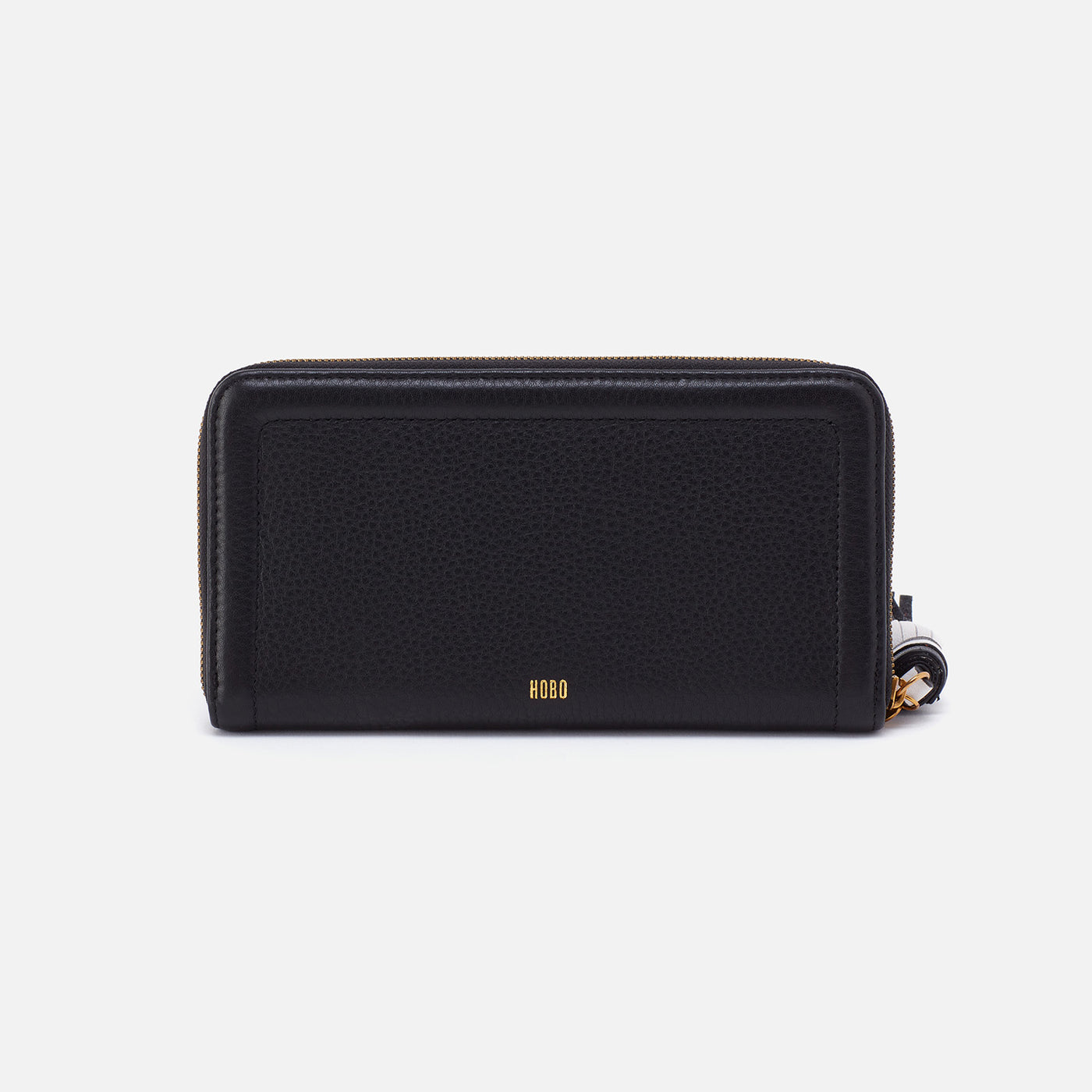 Nila Large Zip Around Continental Wallet in Pebbled Leather - Black