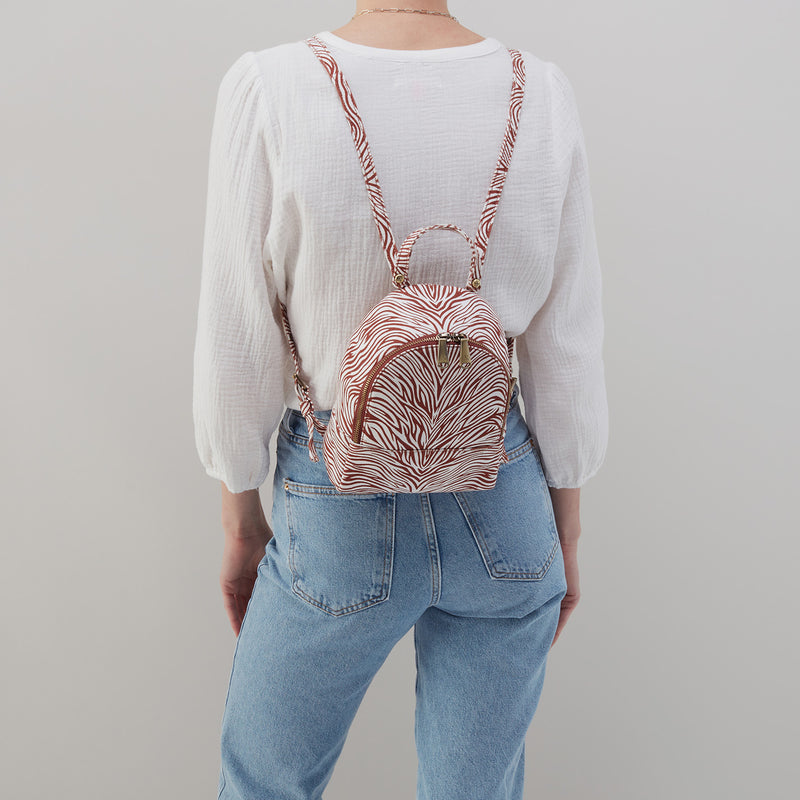 Juno Mini Backpack in Cotton Canvas - Ginger Zebra