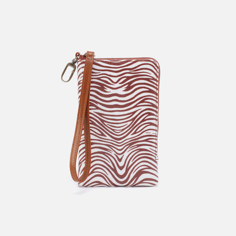 Spark Wristlet in Coated Cotton Canvas - Ginger Zebra