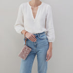 Spark Wristlet in Coated Cotton Canvas - Ginger Zebra