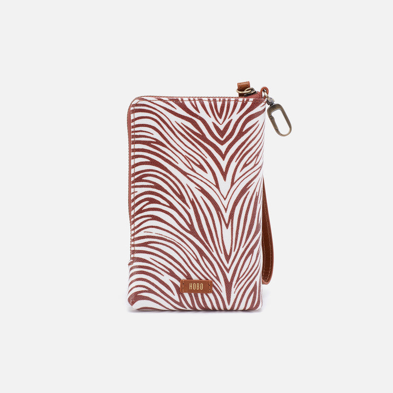 Spark Wristlet in Coated Cotton Canvas - Ginger Zebra