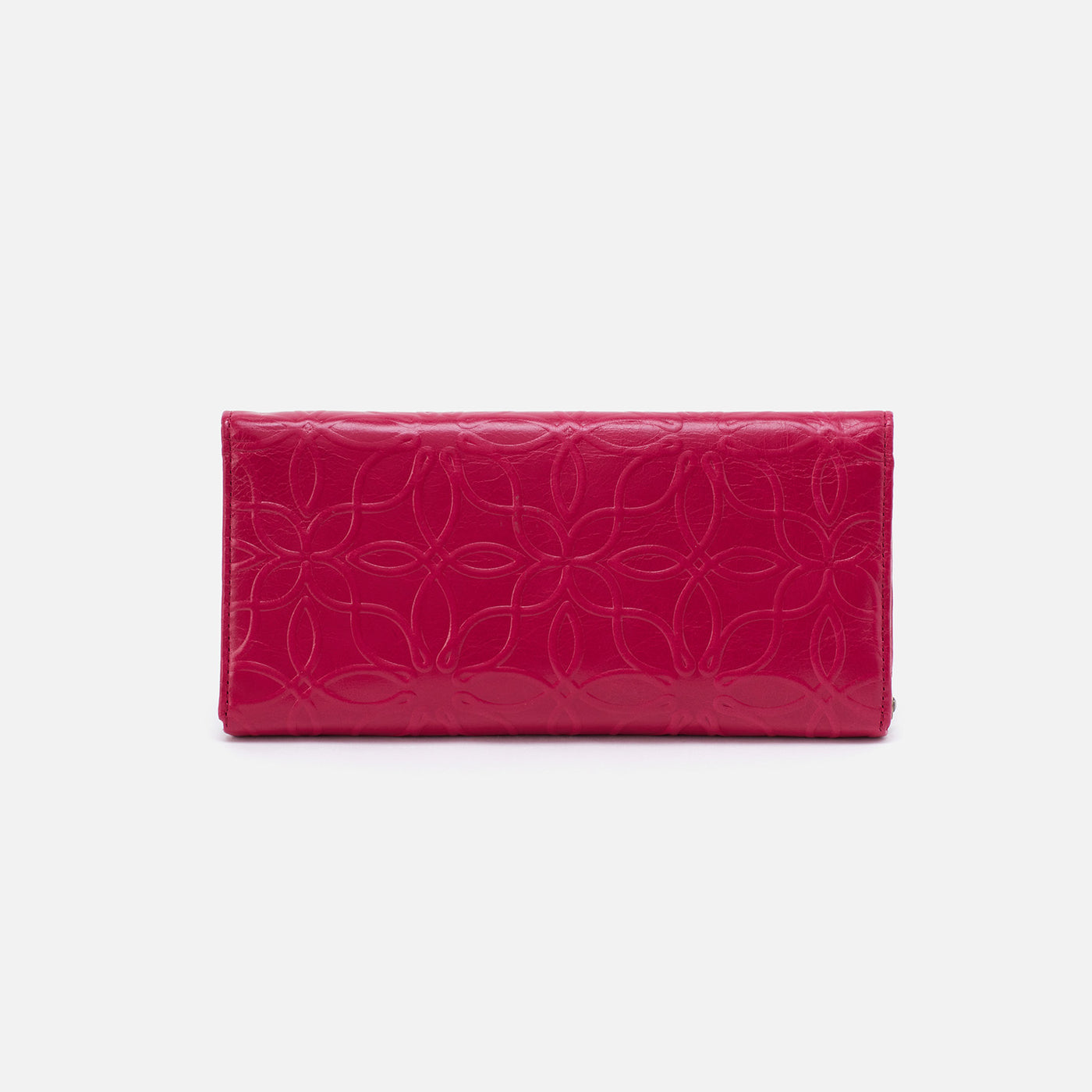 Rachel Debossed Continental Wallet in Polished Leather - Fuchsia