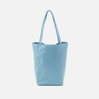 The Giving Tote in Polished Leather - Blue Mist