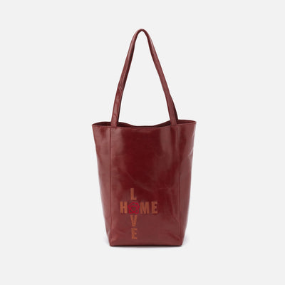 The Giving Tote in Polished Leather - Red Brown