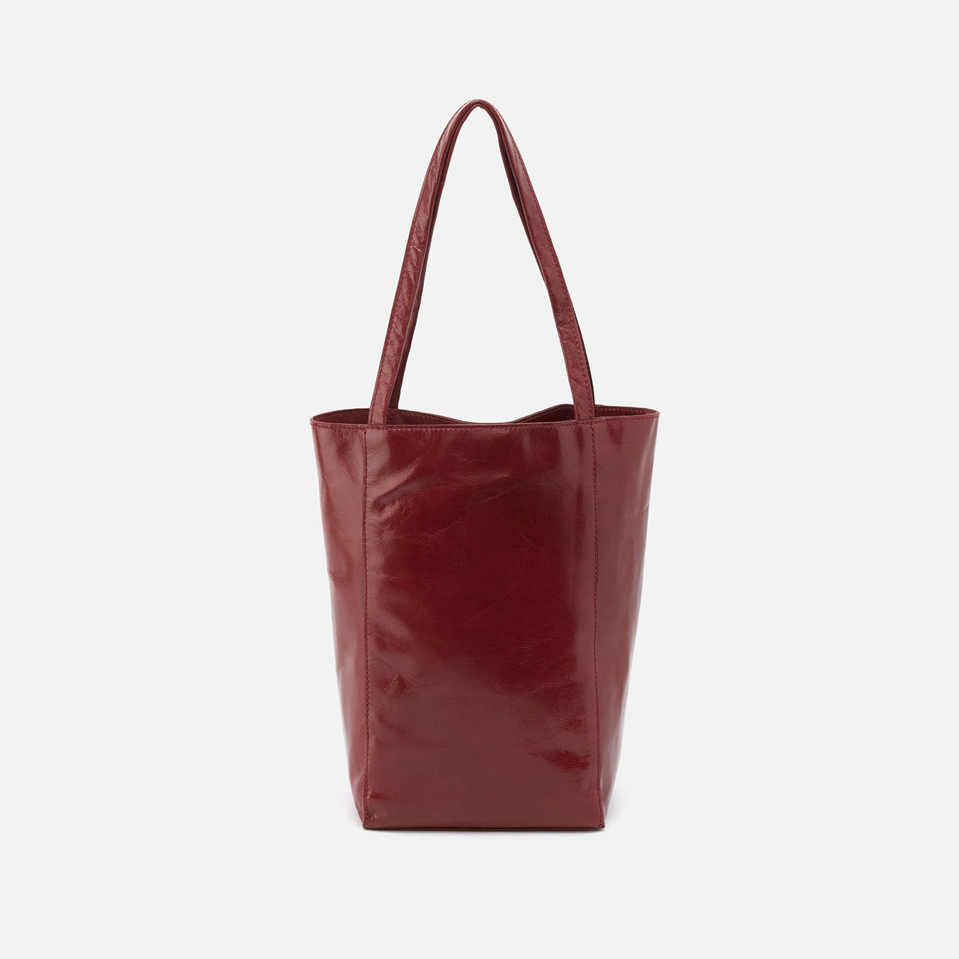 The Giving Tote in Polished Leather - Red Brown