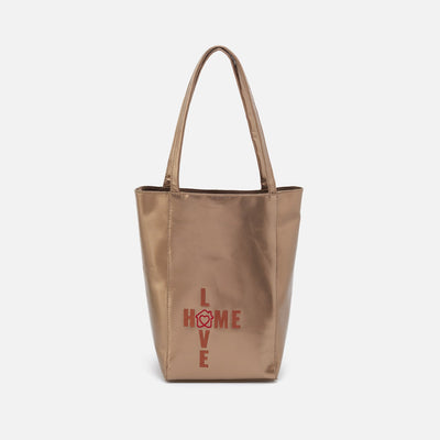The Giving Tote in Metallic Leather - Copper