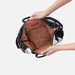 Sheila Large Satchel in Hair-On Leather - Cow Print Black and Brown