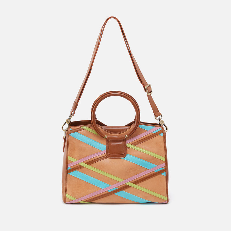 Heidi Satchel in Mixed Leathers - Tan