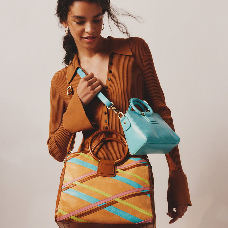 Heidi Satchel in Mixed Leathers - Tan