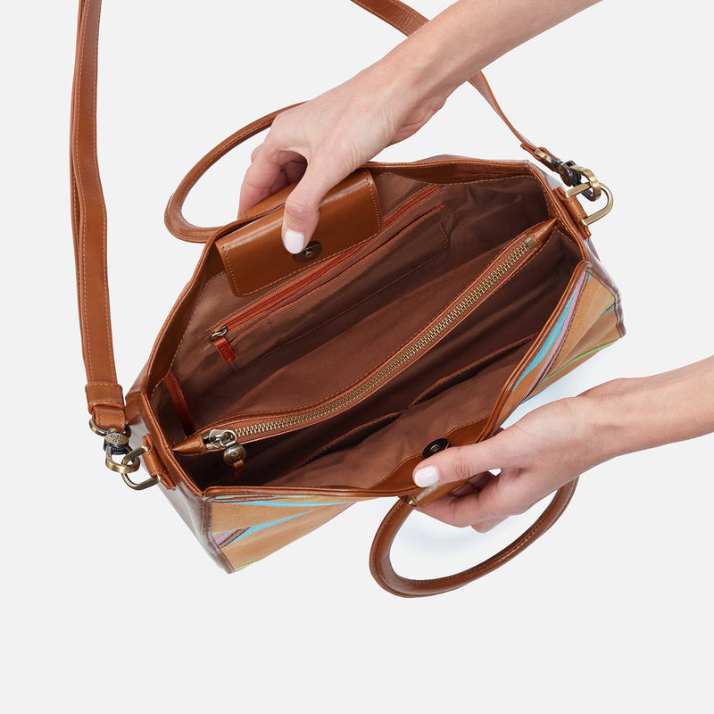 Heidi Satchel in Mixed Leathers - Tan