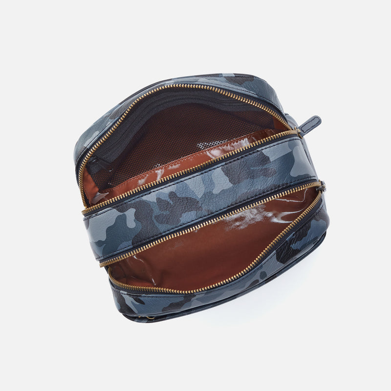 Men's Travel Kit in Silk Napa Leather - Blue Camo