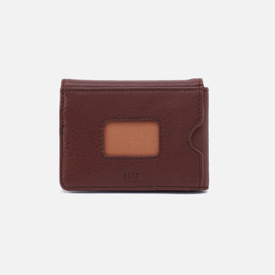 Men's Flap Wallet in Silk Napa Leather - Brown