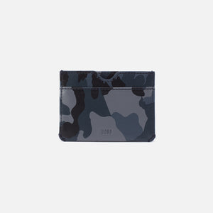 Men's Credit Card Wallet in Silk Napa Leather - Blue Camo