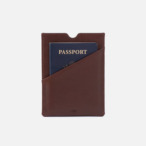Men's Passport Holder in Silk Napa Leather - Brown