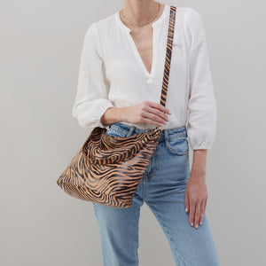 Pier Shoulder Bag in Printed Leather - Zebra Stripes