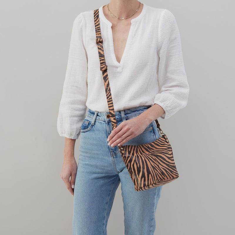 Pier Small Crossbody in Printed Leather - Zebra Stripes