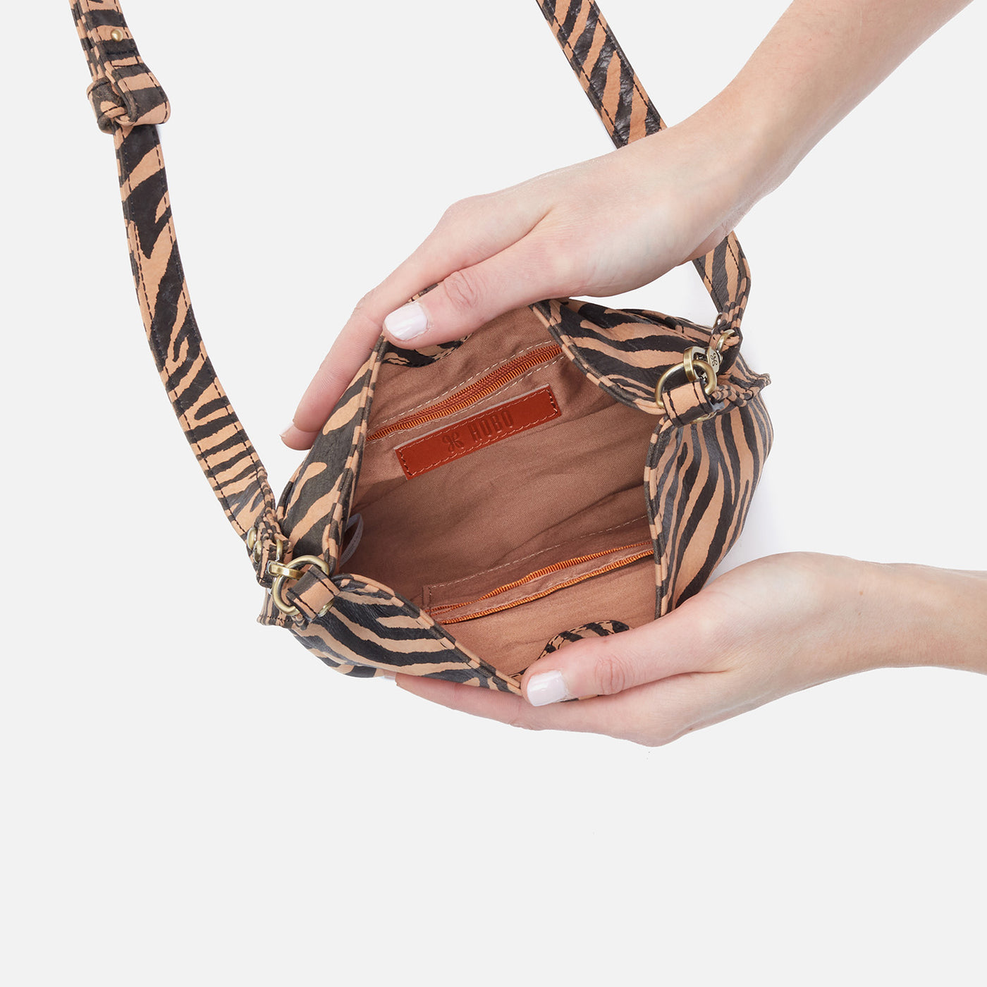 Pier Small Crossbody in Printed Leather Zebra Stripes HOBO