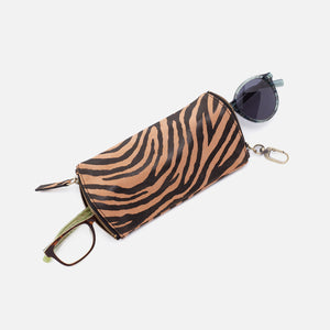 Spark Double Eyeglass Case in Printed Leather - Zebra Stripes
