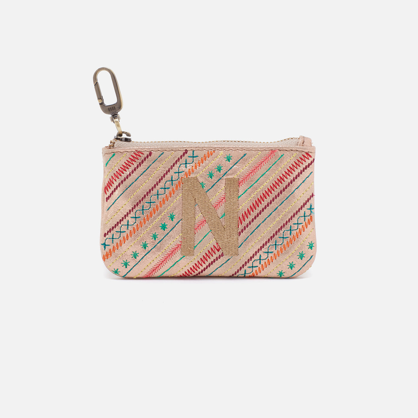 Monogram Pouch in Metallic Soft Leather - N