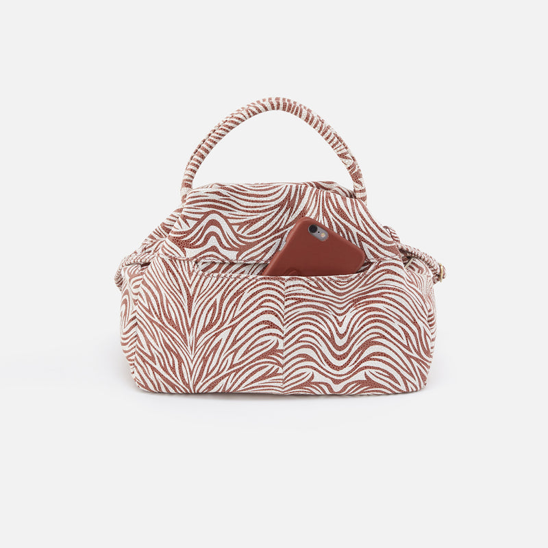 Darling Small Satchel in Printed Leather - Ginger Zebra