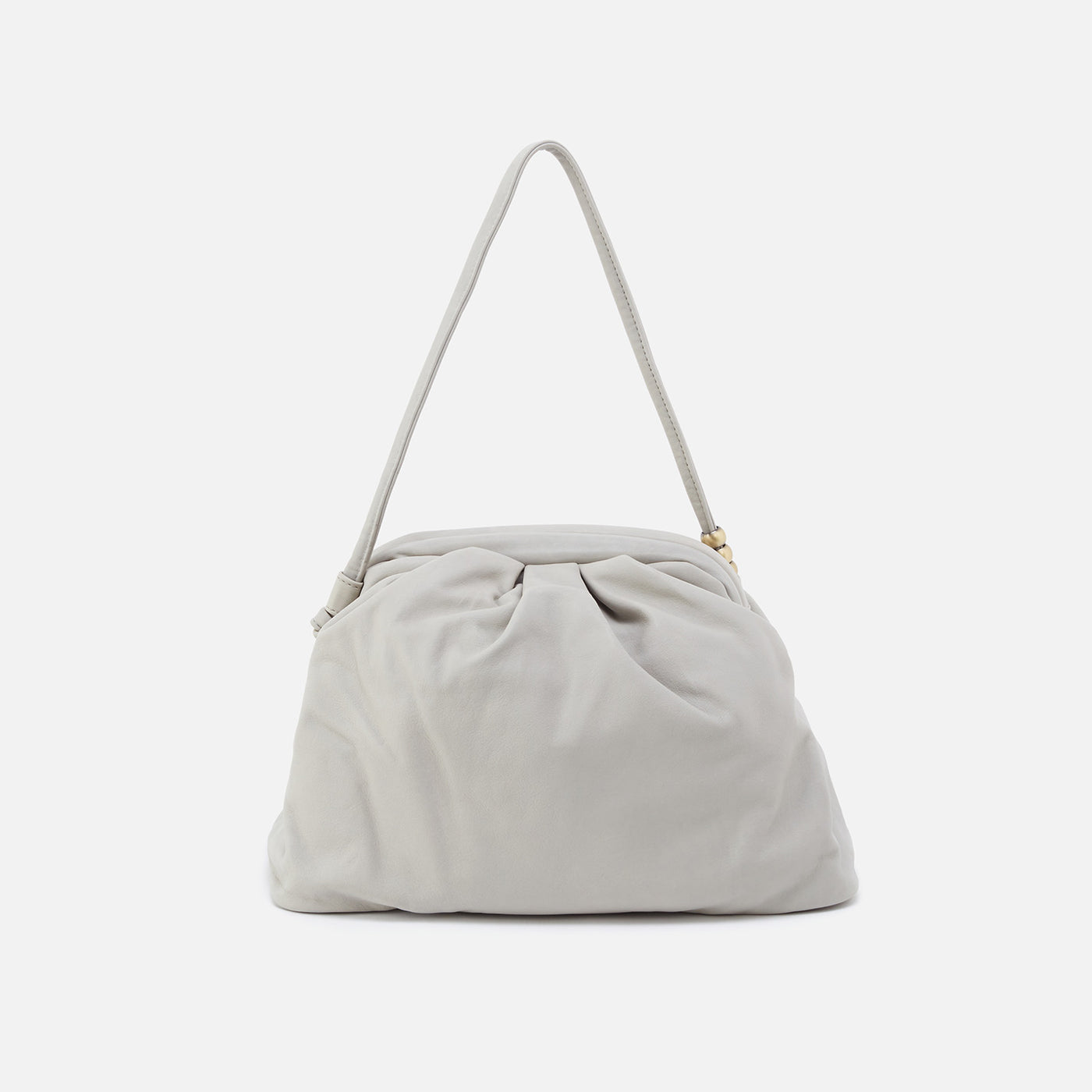 Adalyn Frame Shoulder Bag in Soft Leather - Light Grey