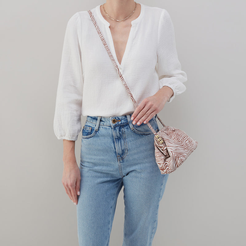 Adalyn Small Frame Crossbody in Printed Leather - Ginger Zebra