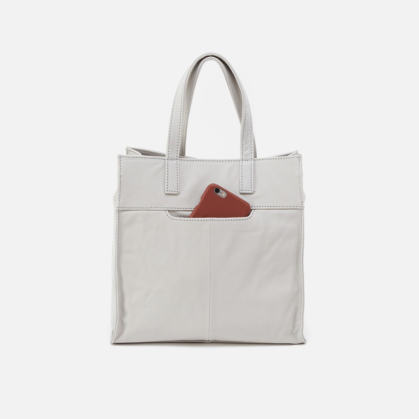 Shaker Utility Tote in Soft Leather - Light Grey