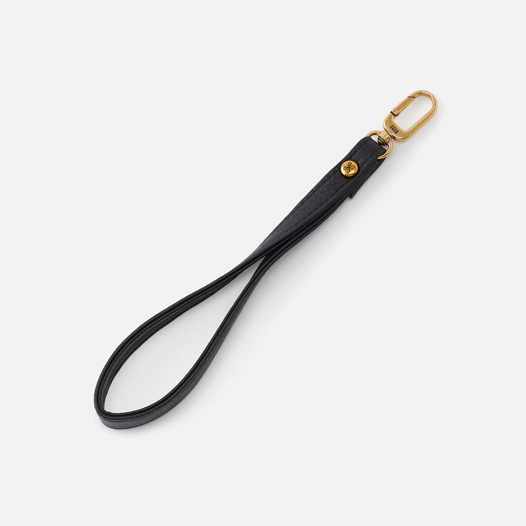 Grip Wristlet Strap in Pebbled Leather Black