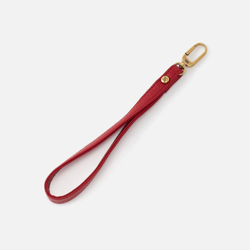 Grip Wristlet Strap in Pebbled Leather - Scarlet