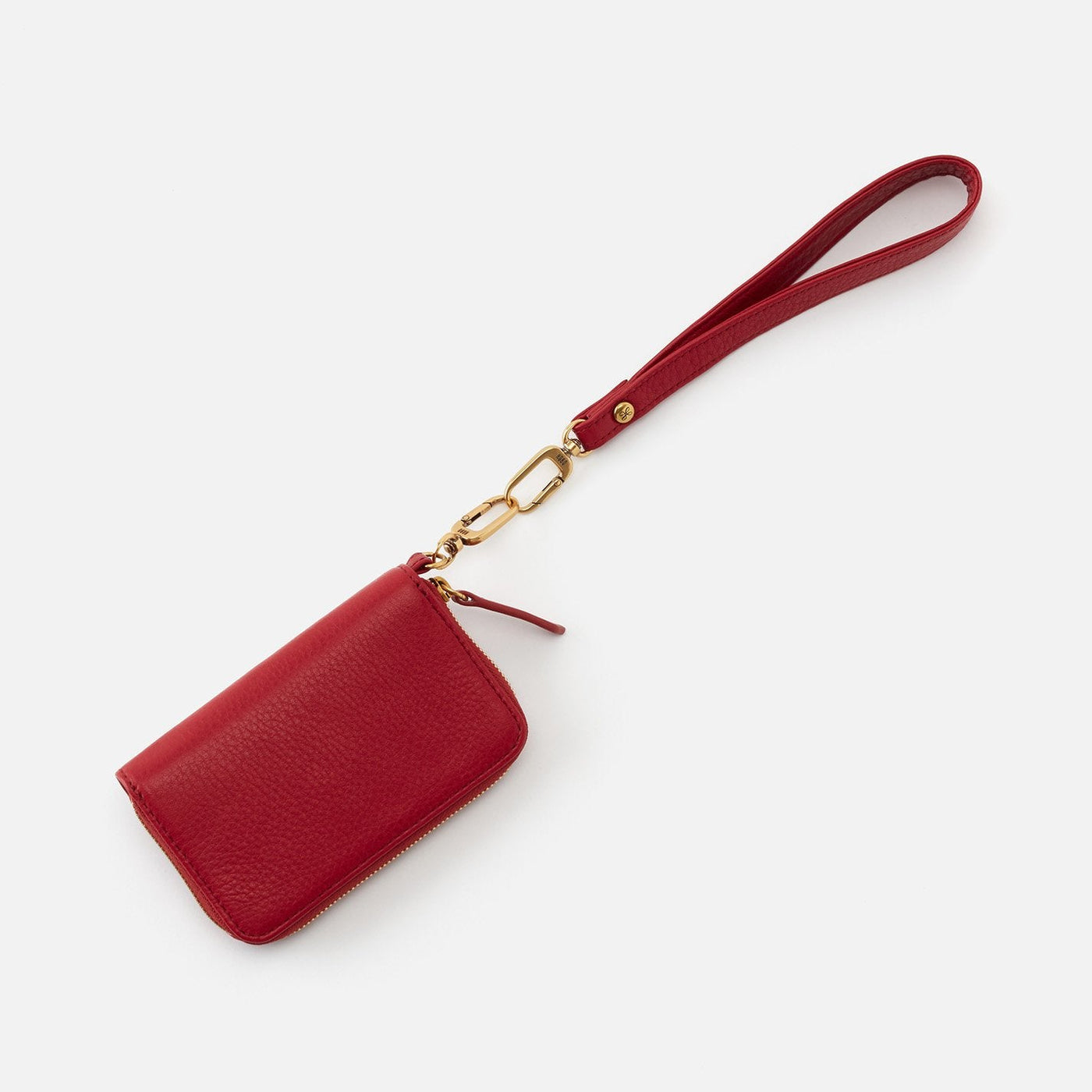Grip Wristlet Strap in Pebbled Leather - Scarlet
