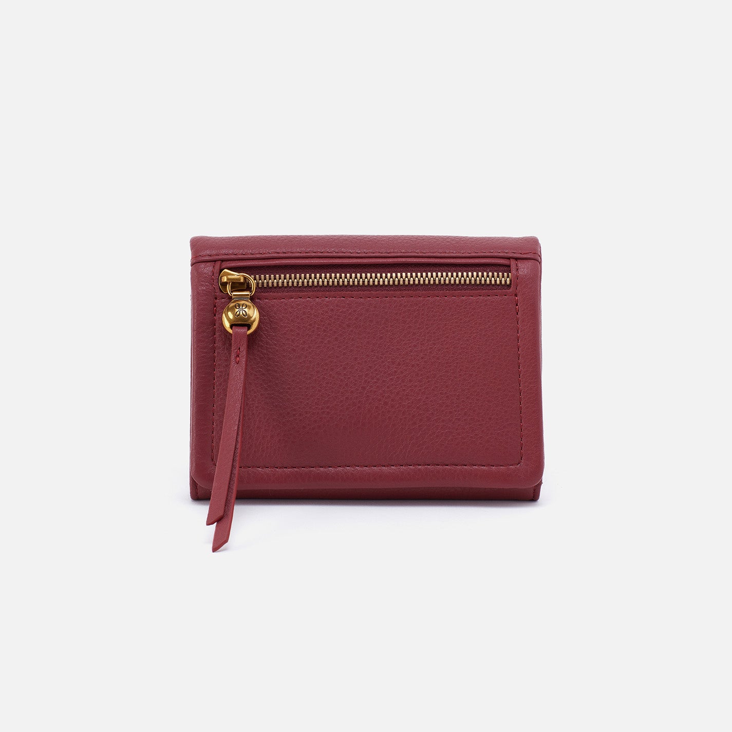 Lumen Medium Bifold Compact Wallet in Pebbled Leather Red Pear HOBO