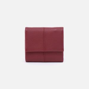 Keen Mini Trifold Compact Wallet in Pebbled Leather - Red Pear