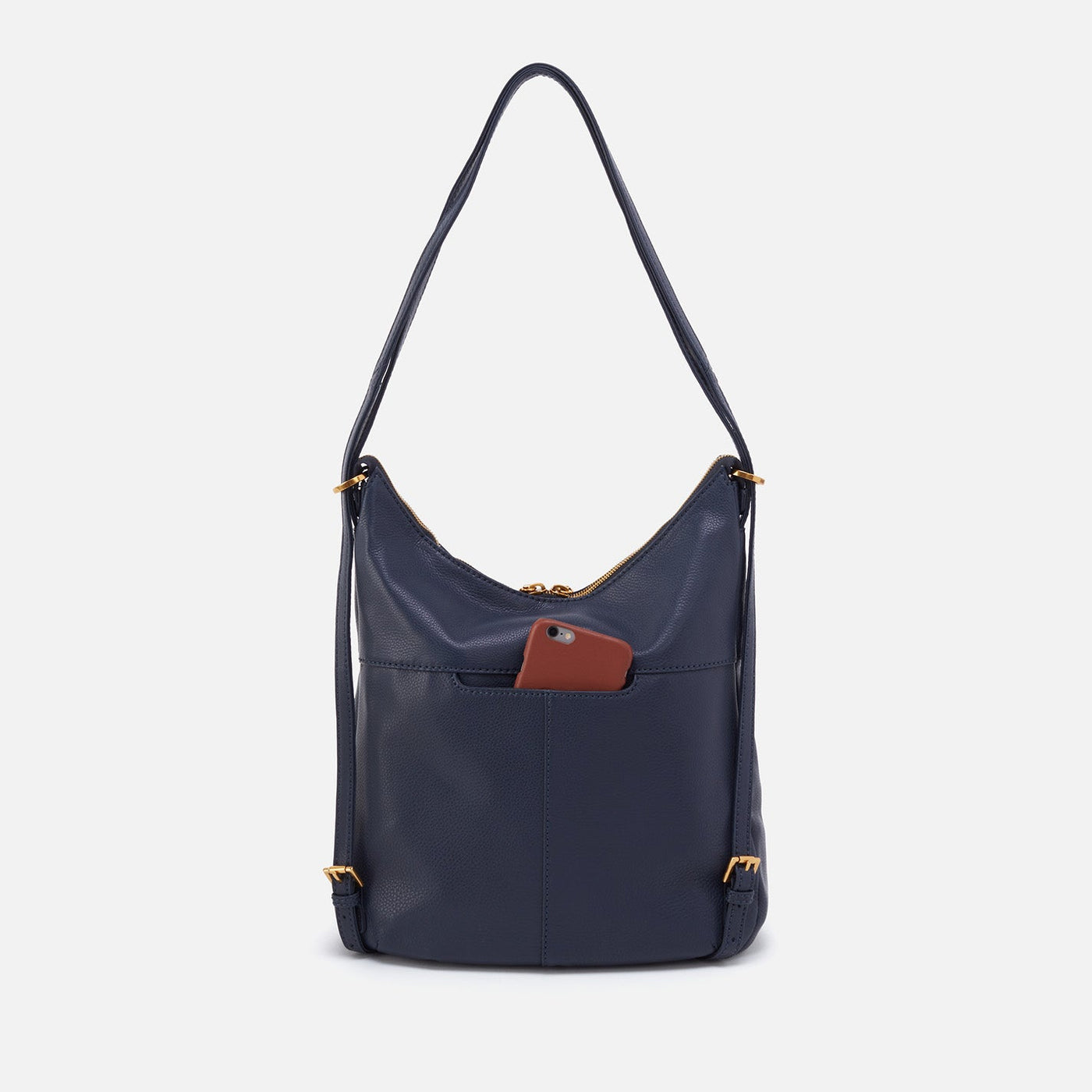 Merrin Convertible Backpack in Pebbled Leather - Sapphire