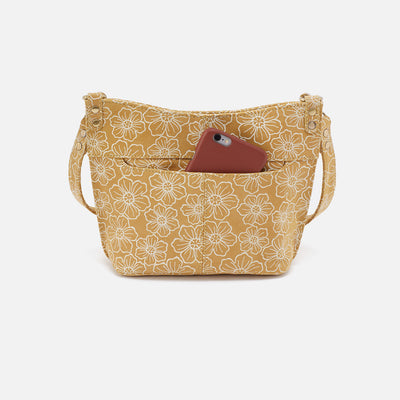 Pier Small Crossbody in Printed Leather - Floral Outline
