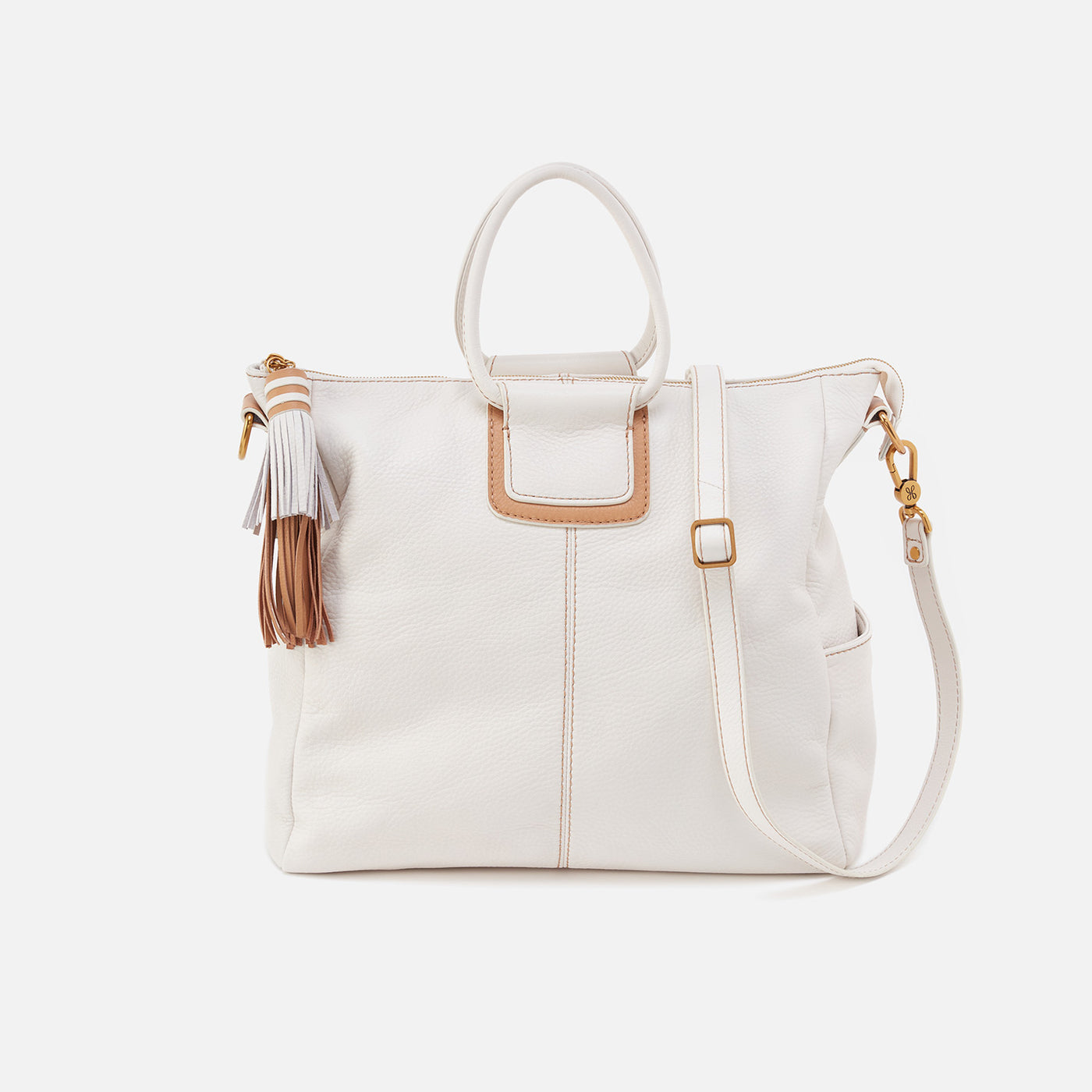 Sheila Large Satchel in Pebbled Leather - White