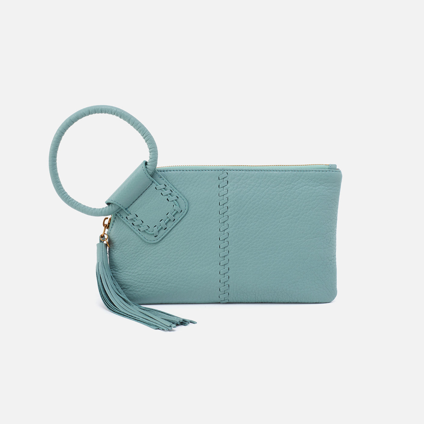 Sable Wristlet in Pebbled Leather - Pale Green