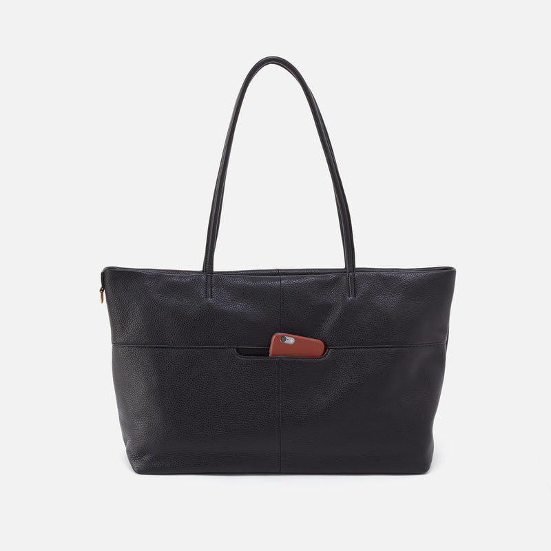 Tripp East-West Tote in Pebbled Leather - Black