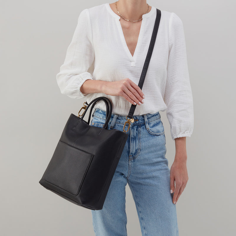Tripp Tote in Pebbled Leather - Black