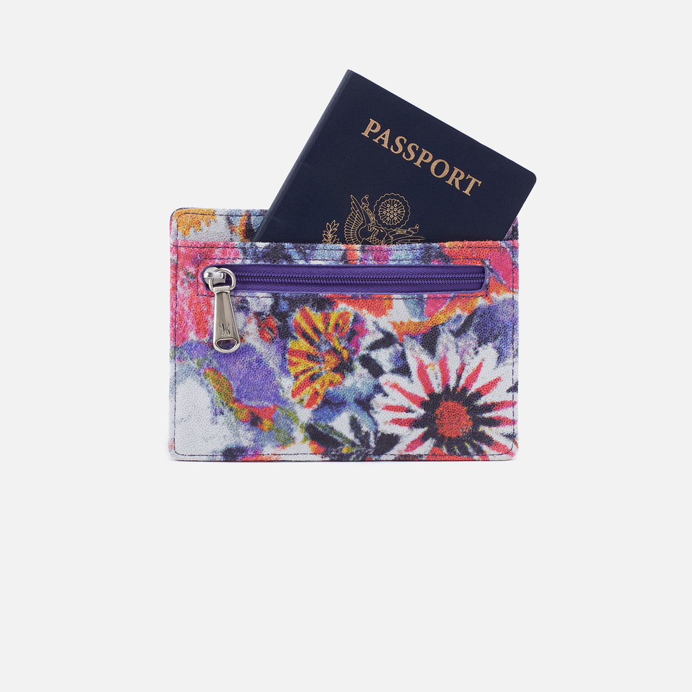 Euro Slide Card Case in Printed Leather - Poppy Floral