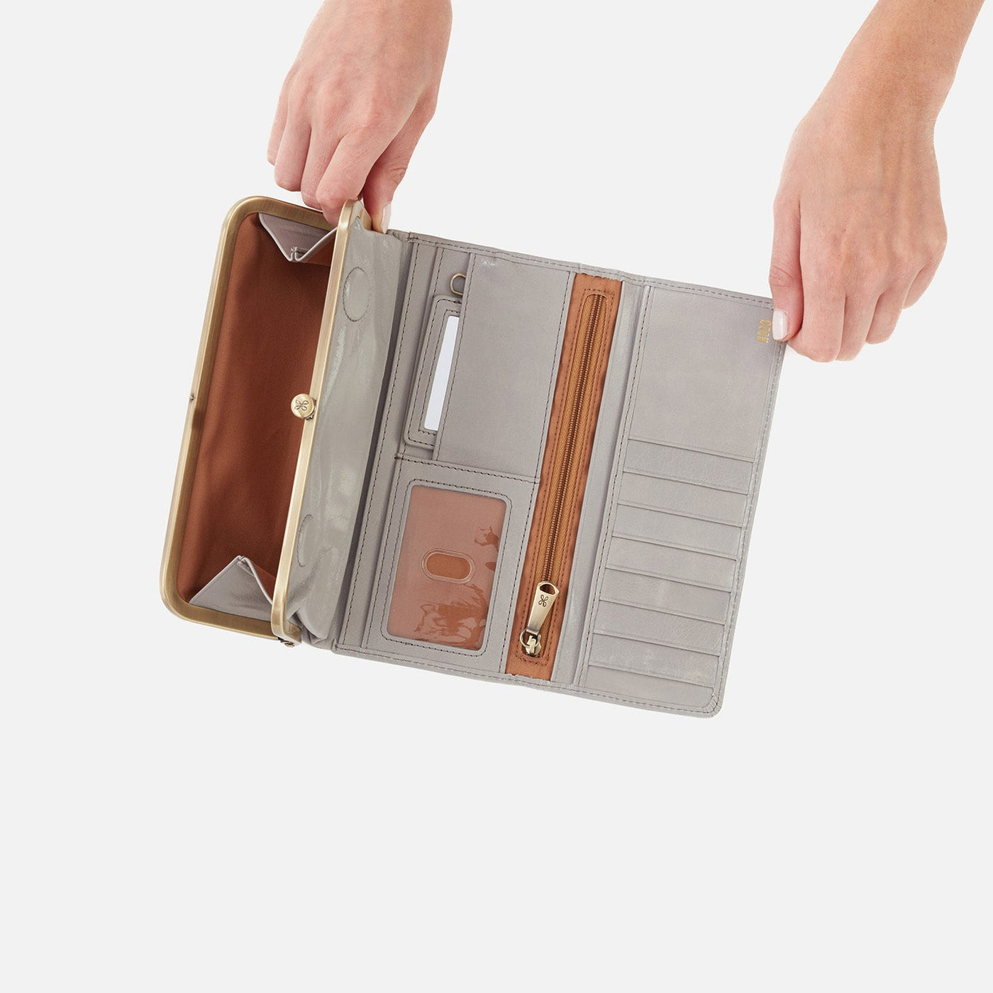 Rachel Continental Wallet in Polished Leather - Driftwood