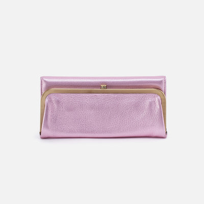 Rachel Continental Wallet in Metallic Leather - Pink Metallic