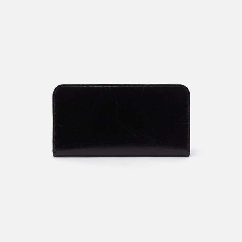 Angle Continental Wallet in Polished Leather - Black