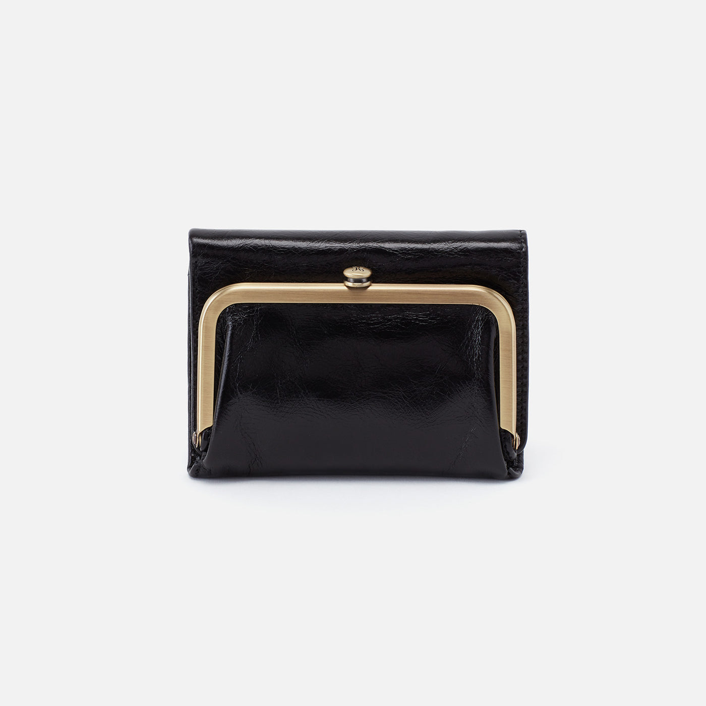 Robin Compact Wallet in Polished Leather - Black