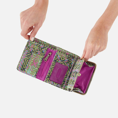 Robin Compact Wallet in Printed Leather - Geo Diamond Print