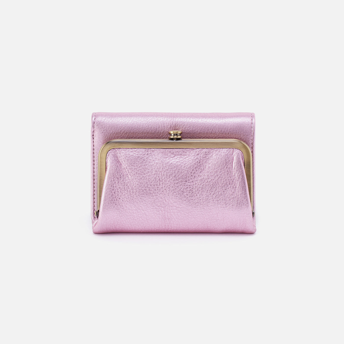 Robin Compact Wallet in Metallic Leather - Pink Metallic